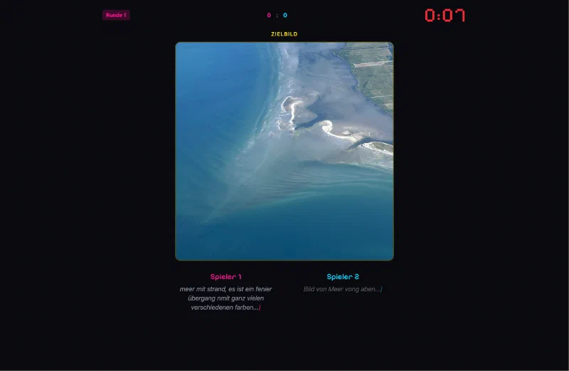 Spielrunde mit Zielbild und Prompts der Spieler