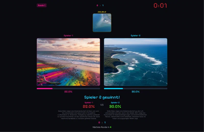 Spieler gewinnt mit Ähnlichkeitsbewertung