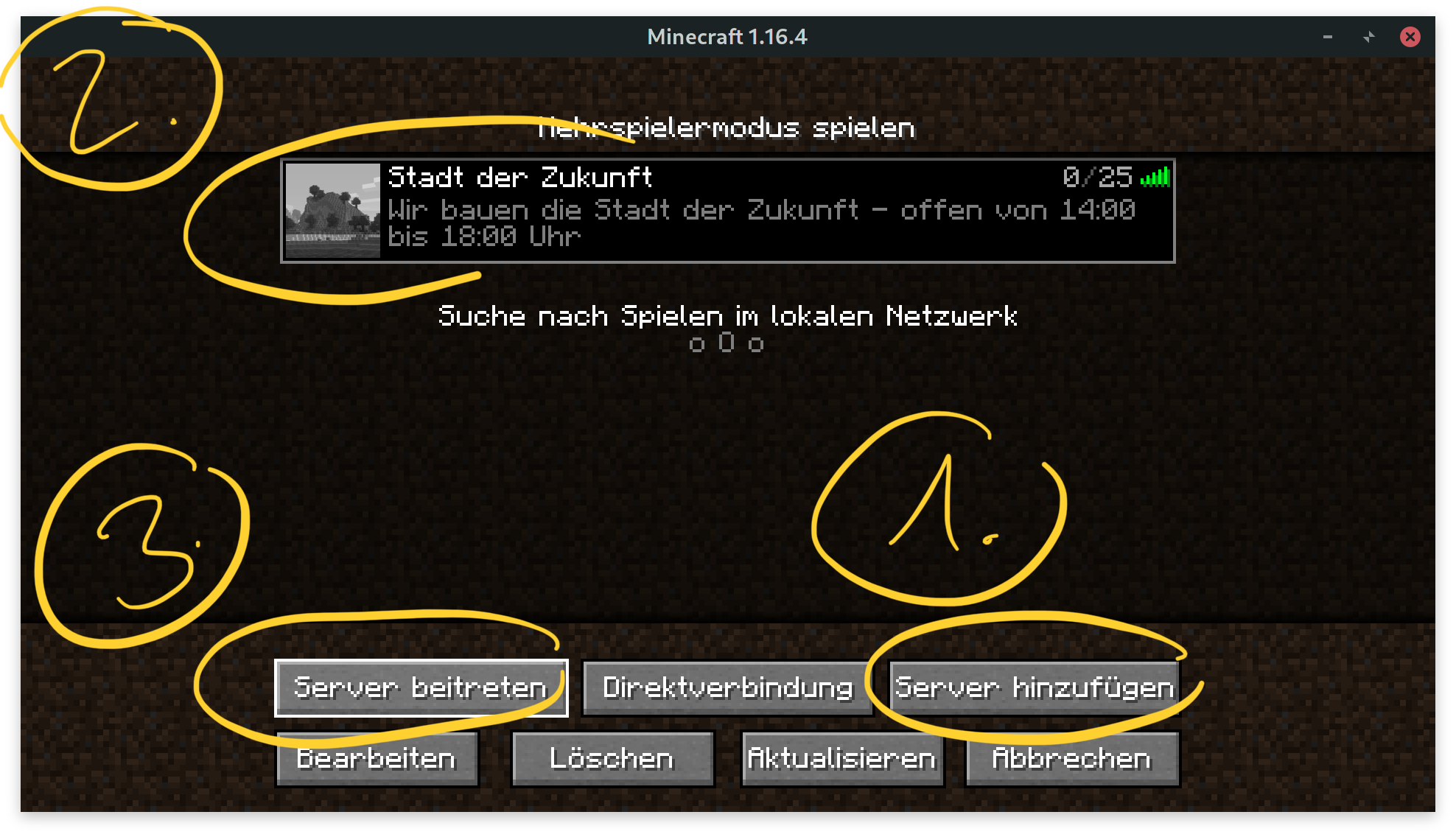 Minecraft Server beitreten