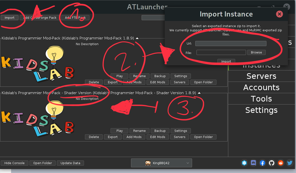 AtLauncher Shader importieren