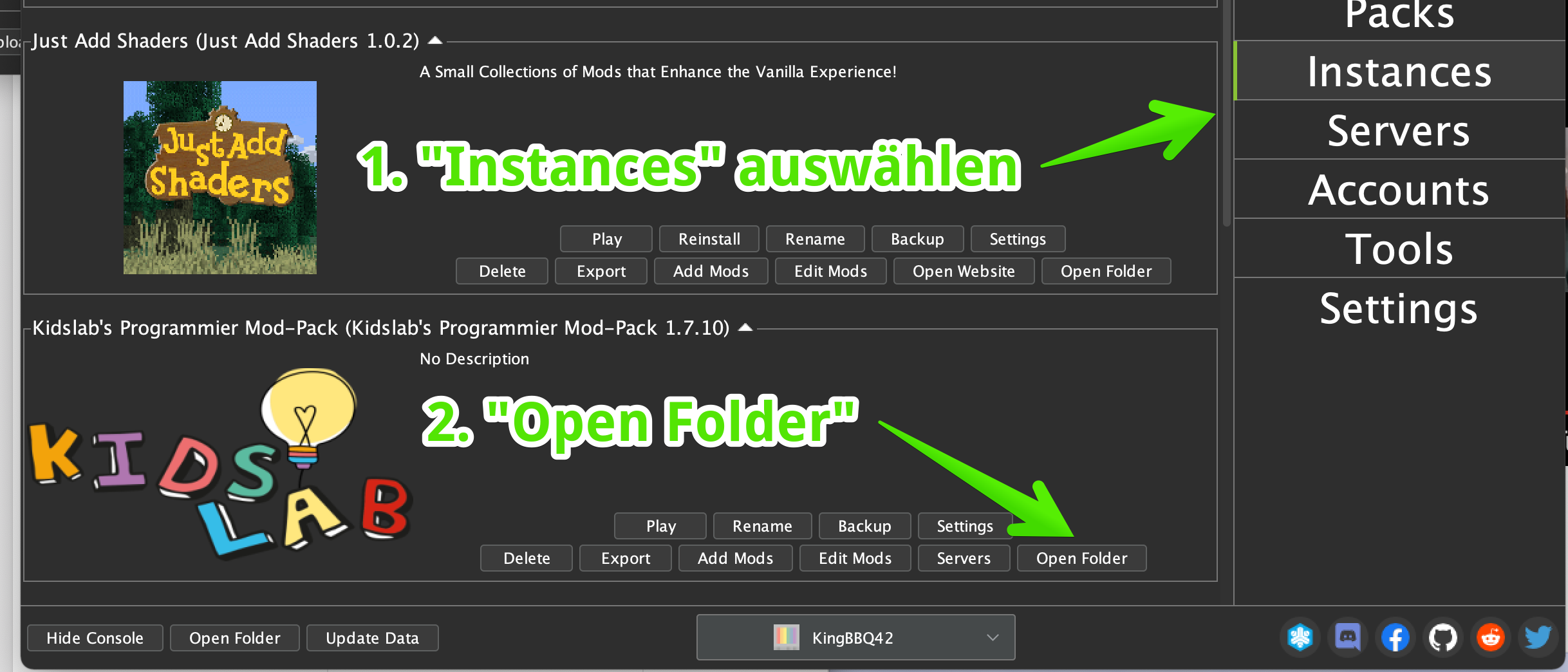 AtLauncher Open Folder