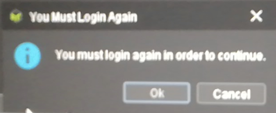 Fehlermeldung: You Must Login Again