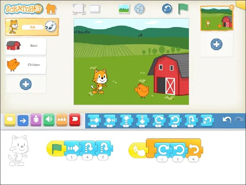 Kinder programmieren mit ScratchJr am Tablet
